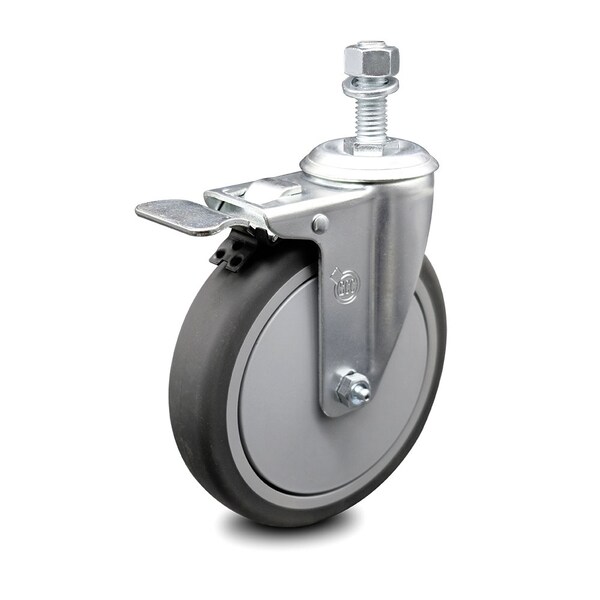 Service Caster 6 Inch Thermoplastic Rubber Swivel 12mm Stem Caster with Total Lock Brake SCC-TSTTL20S614-TPRB-M1215 - main